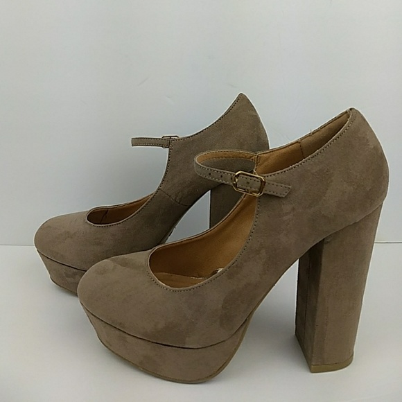 Forever 21 Tan Suede Platform Heels Size 8 - Picture 8 of 8